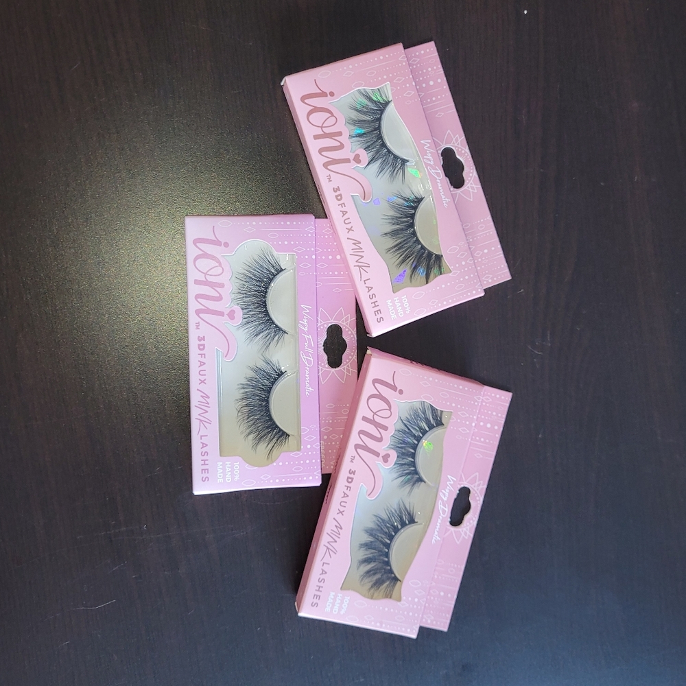 Ioni lush handmade mink fluffy lashes wispy dramatic volume full